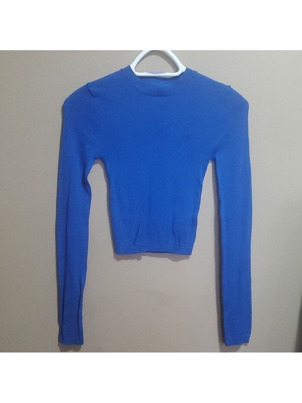 Forever 21 Blue Long Sleeve Crop Sweater Size Xs